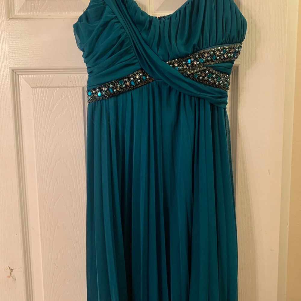 Blue green shirt dress